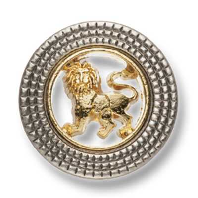 917 Botón metálico fabricado en Japón para trajes y chaquetas, diseño de león, dorado/plata