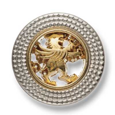 918 Botón metálico hecho en Japón para trajes y chaquetas, motivo de halcón, dorado/plata