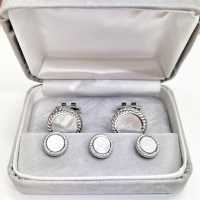 A-3 Juego De Gemelos Y Tachuelas Formales De Plata De Ley, Redondo De Plata Con Concha De Nácar[Accesorios Formales] Yamamoto(EXCY) Subfoto