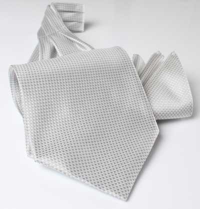 AS-985 Corbata ascot de seda fabricada en Japón, patrón piqué, gris