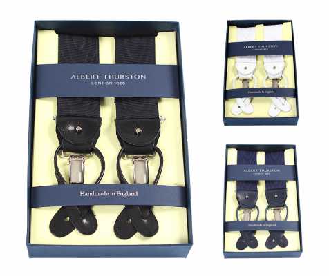 AT-MOIRE Albert Thurston Tirantes de cinta muaré negro/azul marino/blanco 2 en 1