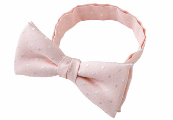 BF-974 Pajarita de seda fabricada en Japón, con estampado de lunares rosas
