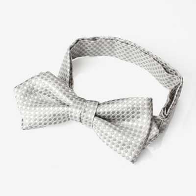 BFK-985 Pajarita de hoja de jacquard de seda japonesa, patrón piqué, gris claro