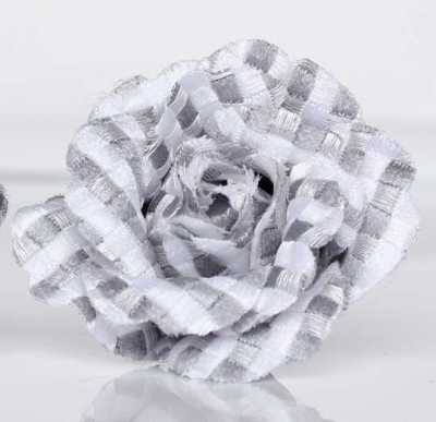 BTA-19 Hecho en Japón, boutonnière jacquard a cuadros vichy gris claro
