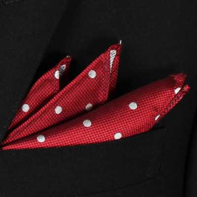CF-600 Pañuelo de bolsillo de seda japonesa 100%, estampado de lunares, rojo