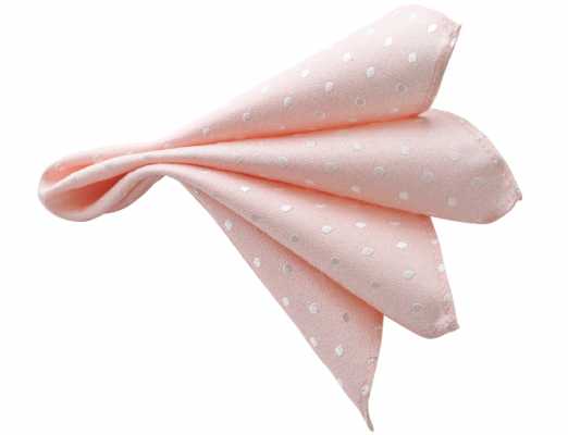 CF-974 Pañuelo de bolsillo de seda de fabricación japonesa, estampado de lunares rosas