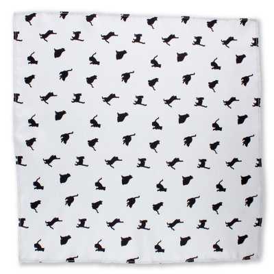 CF-CAT-GR Pañuelo estampado de seda con motivo de gato gris