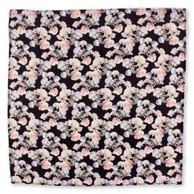 CF-ROSE-BK Pañuelo de bolsillo estampado de seda Rose negro