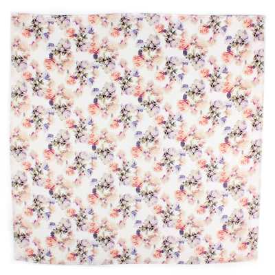 CF-ROSE-WH Pañuelo de seda estampado rosa blanco