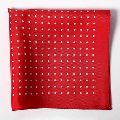 CFD-3RE Pañuelo de seda estampado de lunares rojo