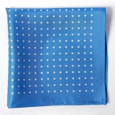 CFD-4BL Pañuelo de seda con estampado de lunares, azul claro