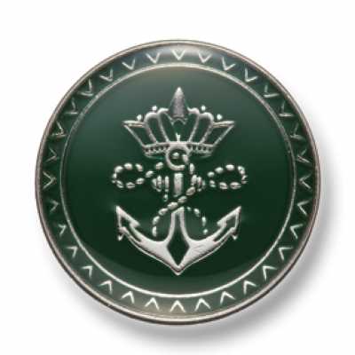 EX260 Botones de metal fabricados en Japón para trajes y chaquetas, plateado/verde