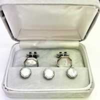 G-3 Conjunto Formal De Gemelos Y Tachuelas, Madreperla Concha Plata Octagonal[Accesorios Formales] Yamamoto(EXCY) Subfoto