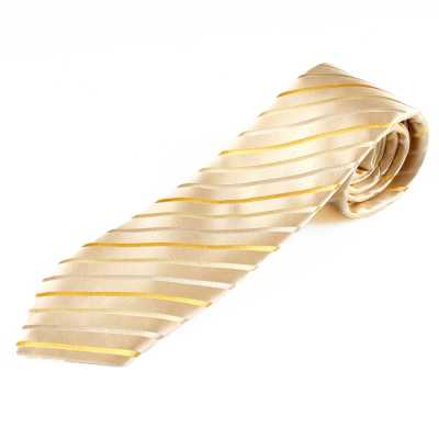 HVN-07 Corbata hecha a mano con tejido VANNERS, a rayas, dorada