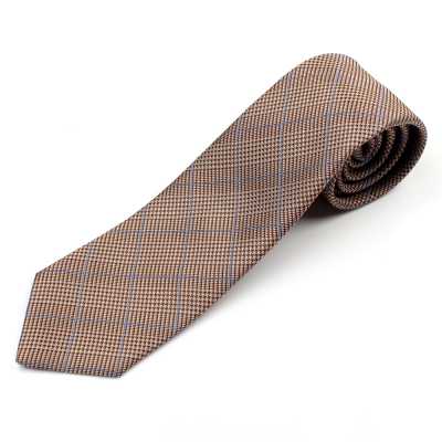 HVN-18 Corbata Hecha A Mano Con VANNERS Textil Glen Plaid Marrón