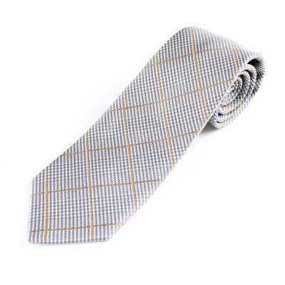 HVN-19 Corbata hecha a mano, patrón Glen Check, gris claro, confeccionada con tejido VANNERS