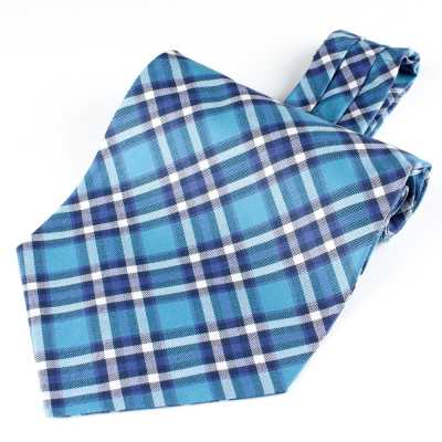 RAS-03 Corbata ascot en cuadros verdes, confeccionada con tejido Ring Heart