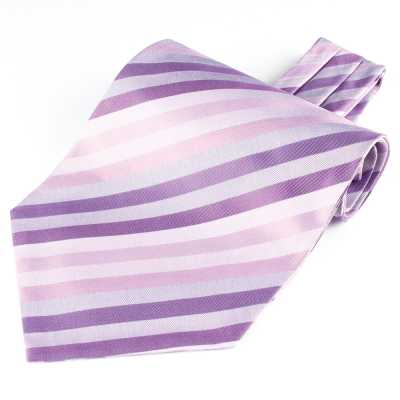 RAS-07 Corbata ascot hecha con tela Ring Heart, multirrayas morado