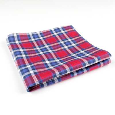 RCF-01 Pañuelo de bolsillo con estampado de cuadros, rojo/azul marino, confeccionado con tejido English Ringhart