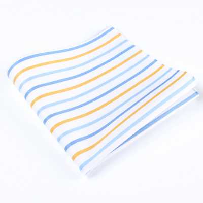 RCF-6258-11 Pañuelo de bolsillo confeccionado con tejido British Ringhart, patrón de raya fina, blanco/amarillo