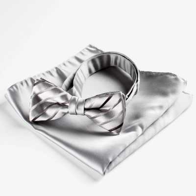 VBF-03 VANNERS Textil Usado Pajarita Estampado Rayas Gris Claro