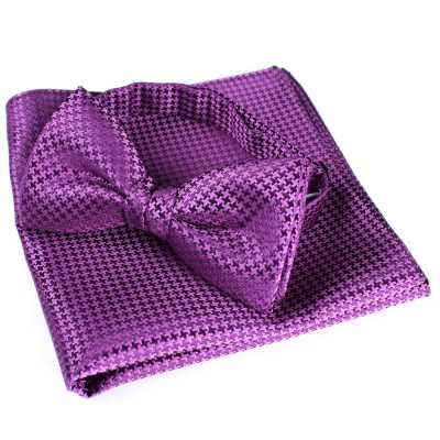 VBF-14 Pajarita hecha con tejido VANNERS, estampado pata de gallo, morado