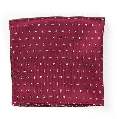 VCF-24 Pañuelo de bolsillo, Paisley con puntos, vino, confeccionado con tejido VANNERS