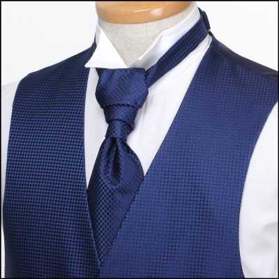 VYT-09 Corbata ascot británica de seda VANNERS (corbata euro), patrón pata de gallo, azul marino
